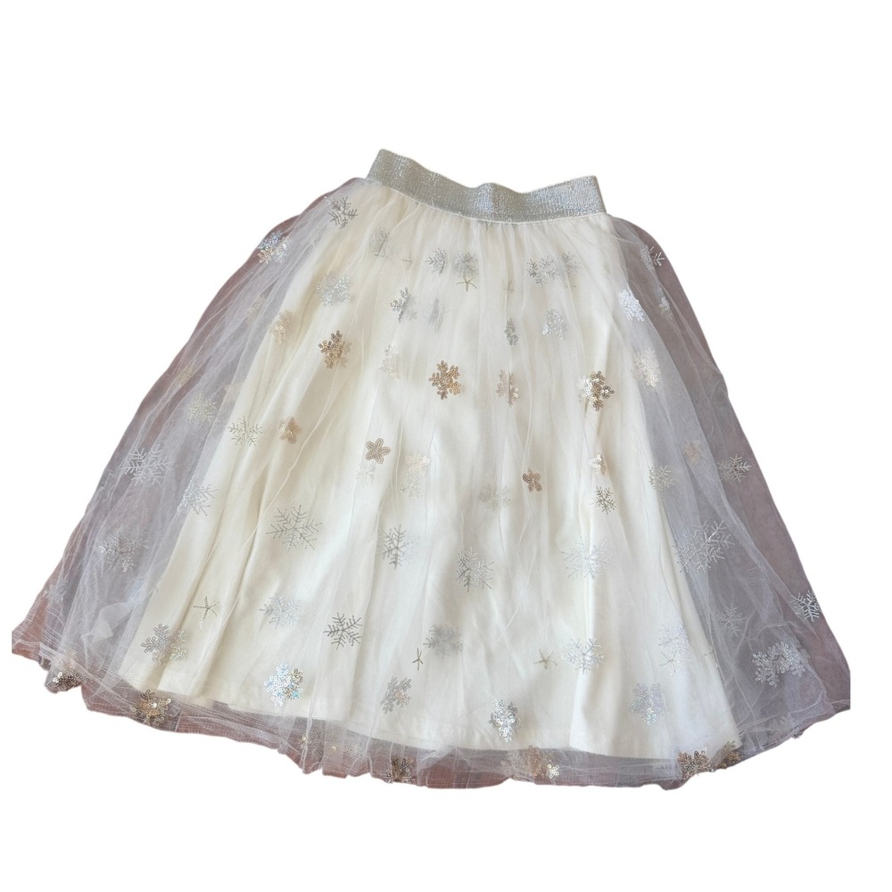 Love & Grow‎ Clothing Girls White Tulle Snowflake Sequin Skirt Fairy Holiday